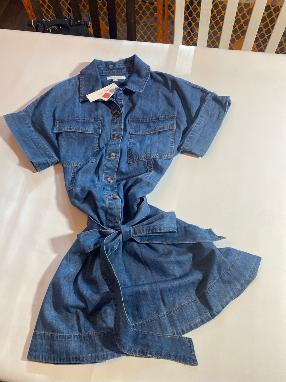Banana Republic Factory Indigo Denim Shirt Dress with Waist Tie